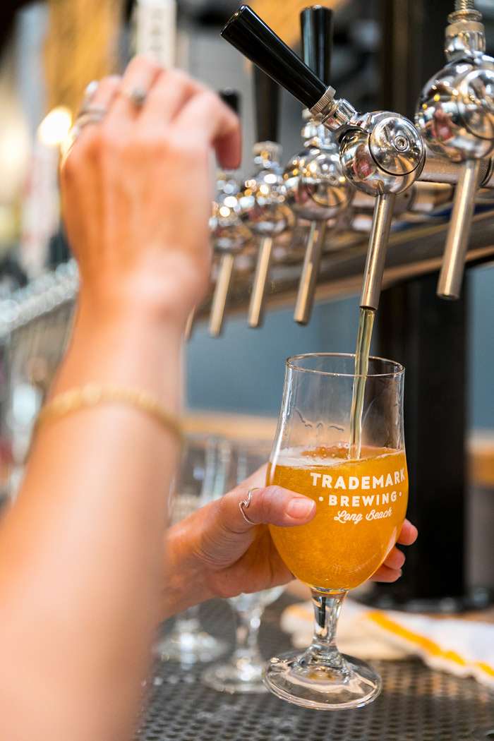 Pouring beer from taps