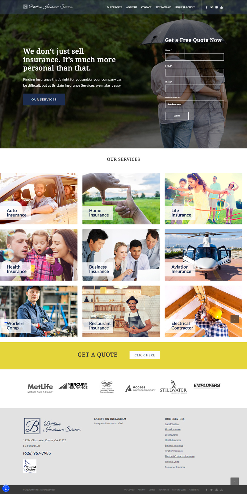 Insurance website design