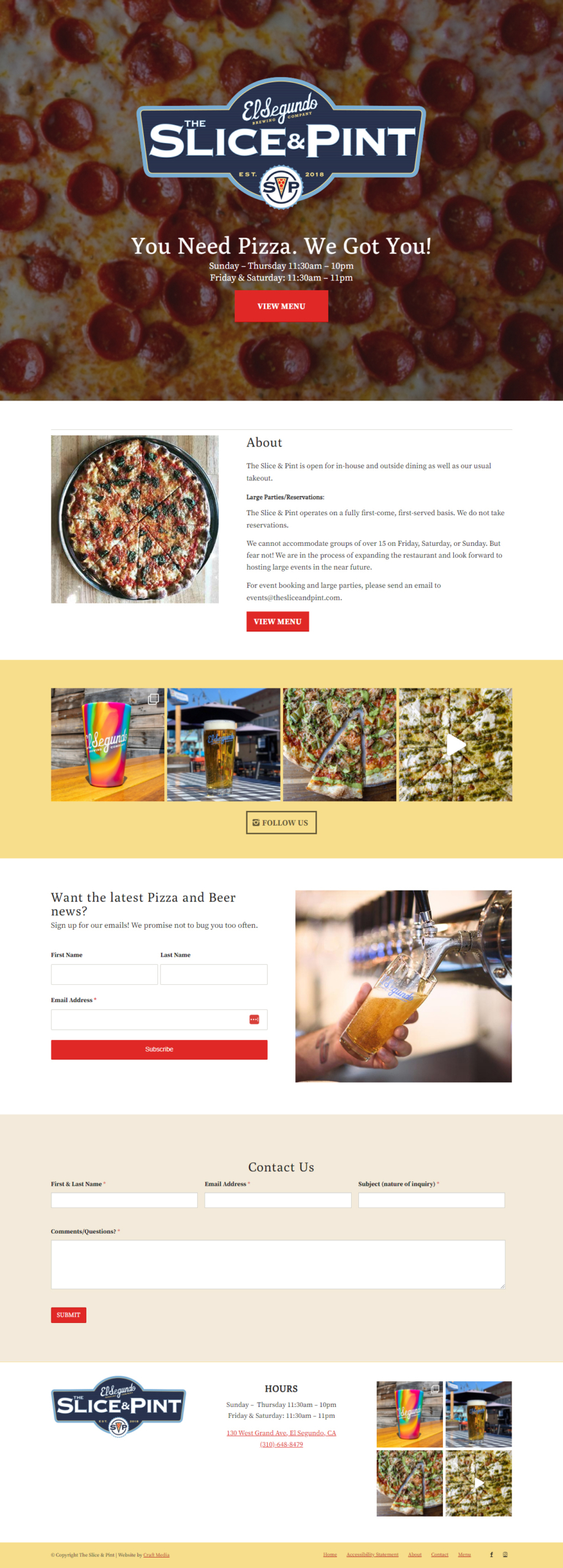 Restaurant website design